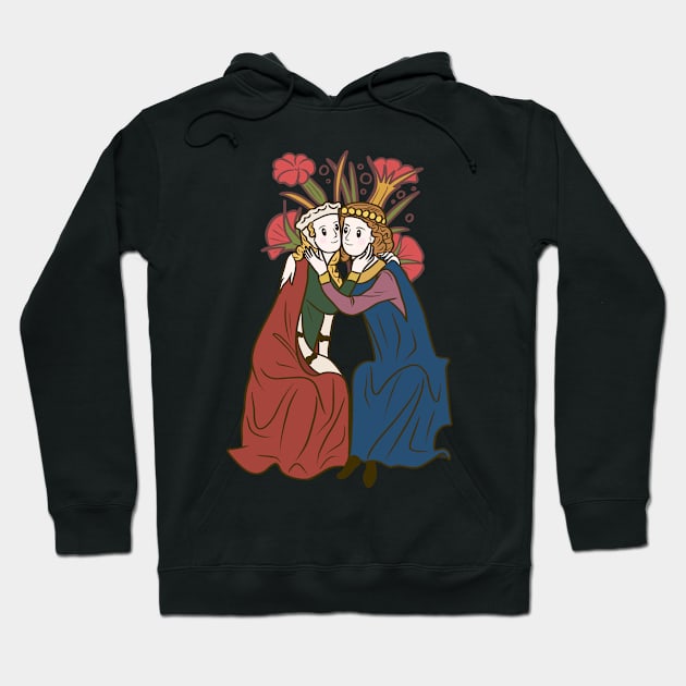 Cute Medieval Couple Illustration Hoodie by MariOyama